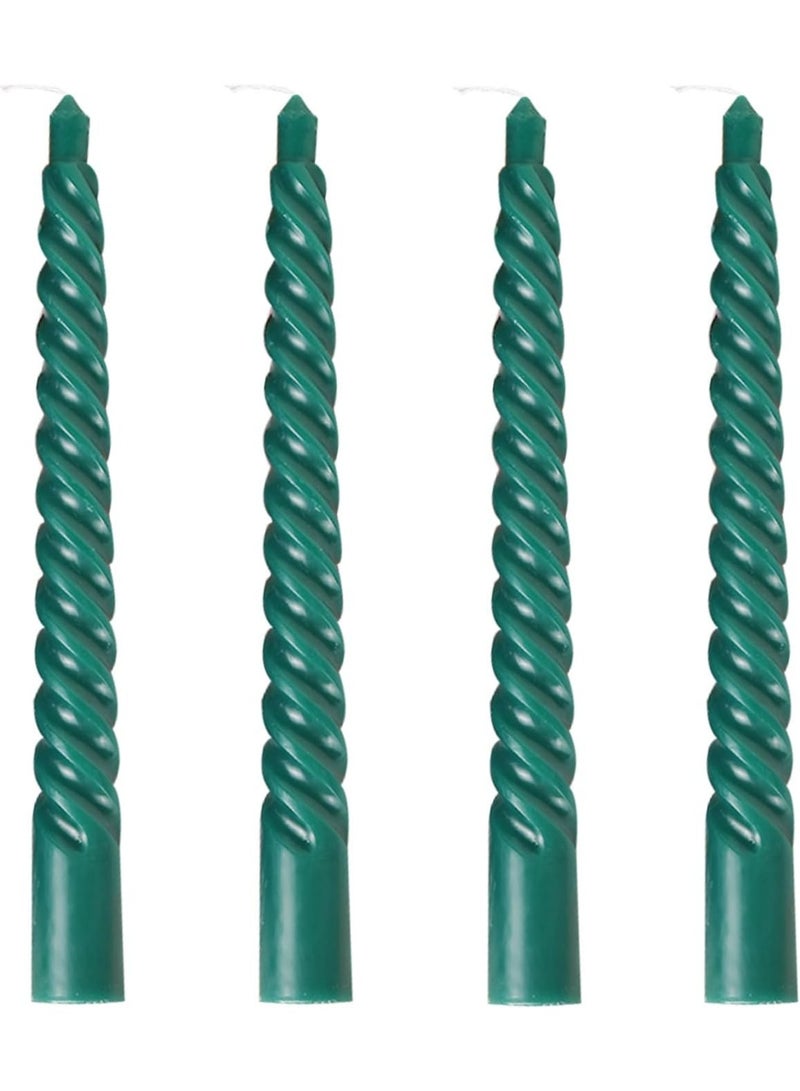 10-inch conical spiral candles, 4-cone candle set, 8 hours, smokeless, long candles, tall candlestick, family dinner, party, wedding (4 candles, green, 25 cm) - Image 2